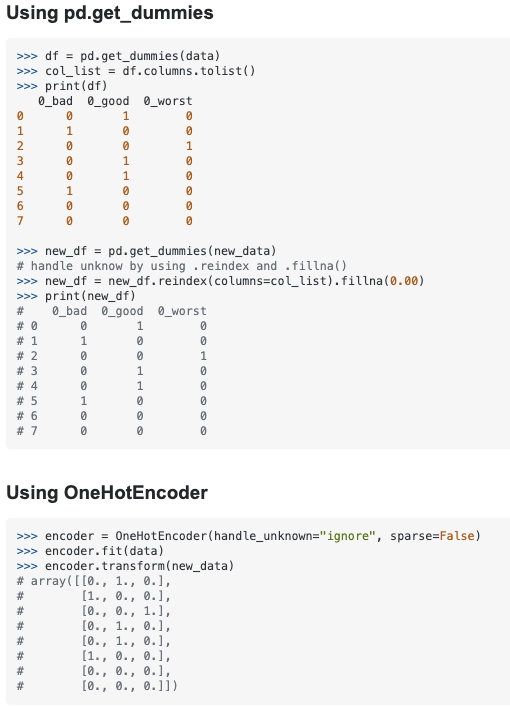 pd.get_dummies와 sklearn.one_hot_encoder의 차이