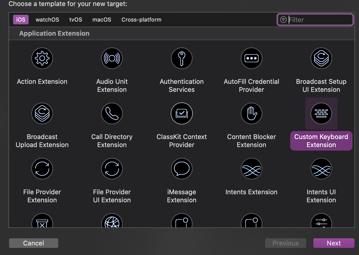 iOS Custom Keyboard Extension 만들기 3 프로젝트 생성