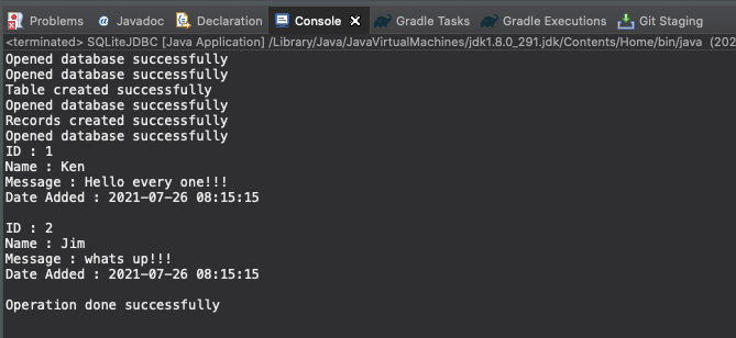 SQLite + JDBC + CRUD